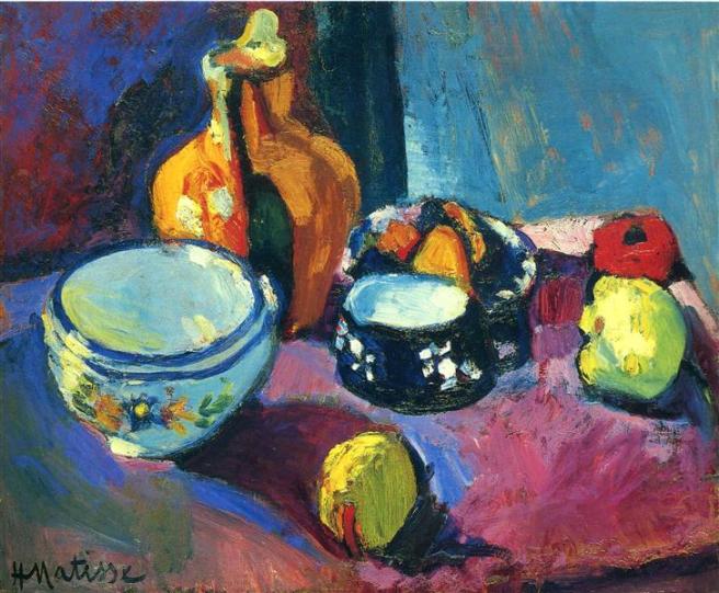 HENRI MATISSE - 1901 - Platos y fruta sobre rojo y negro - Museo del Hermitage